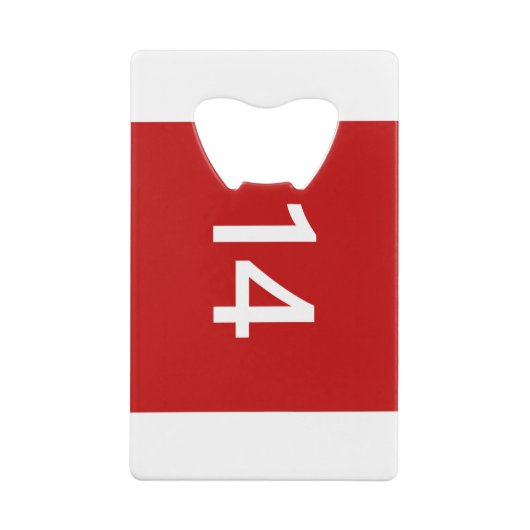 Legendär Nr. 14 in rot und weiß Geldbeutel Flaschenöffner (Rückseite)