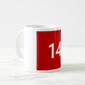 Legendär Nr. 14 in rot und weiß Kaffeetasse (Vorderseite Links)