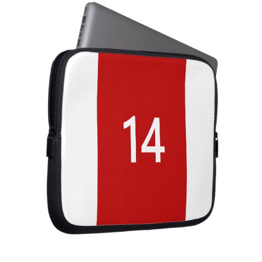 Legendär Nr. 14 in rot und weiß Laptopschutzhülle (Vorne Rechts)