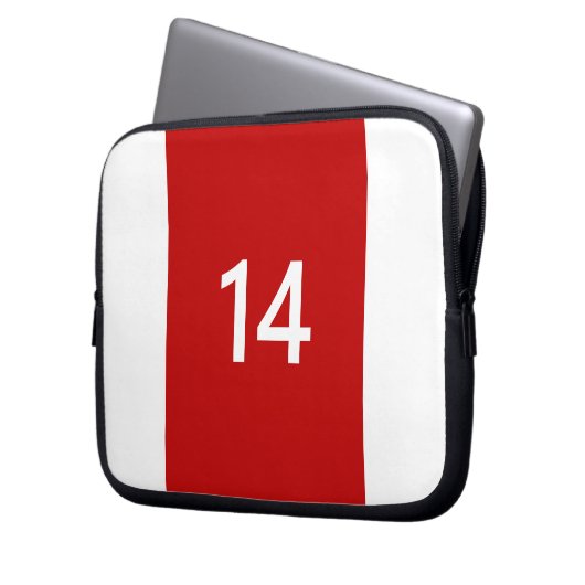 Legendär Nr. 14 in rot und weiß Laptopschutzhülle (Vorderseite Links)