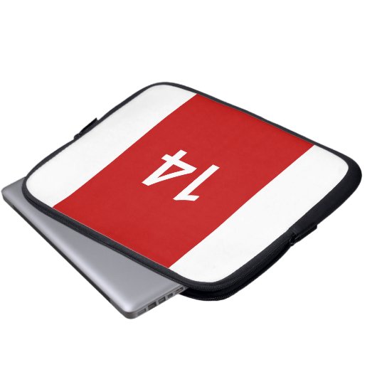 Legendär Nr. 14 in rot und weiß Laptopschutzhülle (Vorne Knopf)