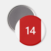 Legendär Nr. 14 in rot und weiß Magnet (Vorderseite/Rückseite)
