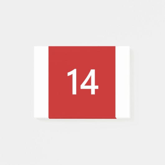 Legendär Nr. 14 in rot und weiß Post-it Klebezettel (Vorderseite)