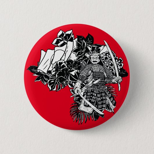 Legendär Samurai Warrior mit Katana Design Button (Vorderseite)