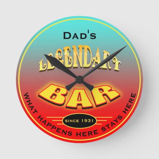 Legendäre Bar des Vaters oder eines Namens - Runde Wanduhr (Vorderseite)
