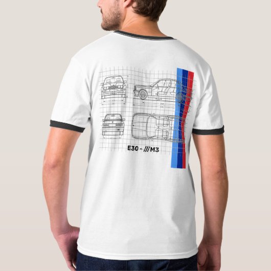 Legendäre bayerische M3-E30 - Blueprint Art T-Shir T-Shirt (Rückseite)