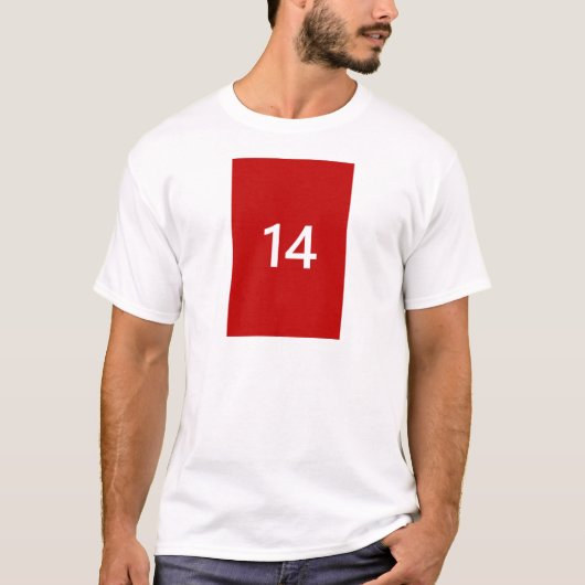 Legendäre Nr. 14 in Rotem und in weißem T-Shirt (Vorderseite)