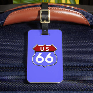 Legendäre Route 66 Road Sign Blue Gepäckanhänger