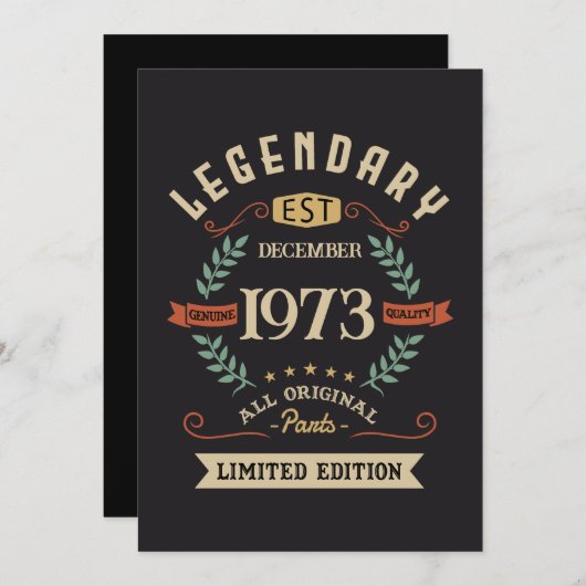 Legendäre Vintage Geburtstagsgeschenk Einladung (Vorne/Hinten)