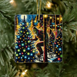 Legendäre Weihnachtsbigfoot Personalisiert Keramikornament