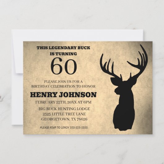 Legendärer Bock 60. Geburtstag Jagd  Einladung (Vorderseite)