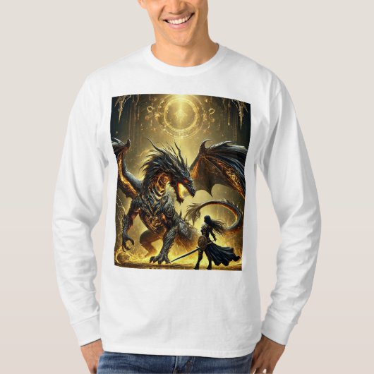 Legendärer Konflikt: Geschmolzener Golddrache und T-Shirt (Vorderseite)