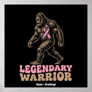 Legendärer Krieger Bigfoot Pink Ribbon Bewusstsein Poster