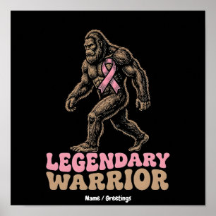 Legendärer Krieger Bigfoot Pink Ribbon Bewusstsein Poster