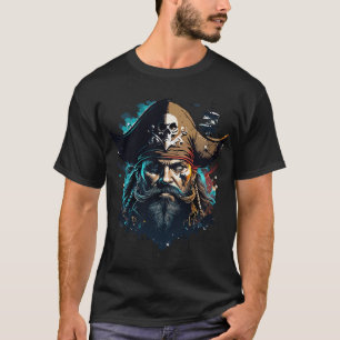 Legendärer Piratenkapitän – Totenkopf & Schiff Vin T-Shirt