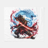 Legendärer Samurai & Blue Dragon Becher | Japanisc Fleecedecke (Vorderseite (Horizontal))