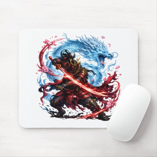 Legendärer Samurai & Blue Dragon Becher | Japanisc Mousepad (Mit Mouse)