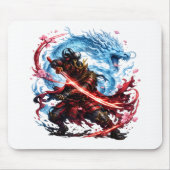 Legendärer Samurai & Blue Dragon Becher | Japanisc Mousepad (Vorne)
