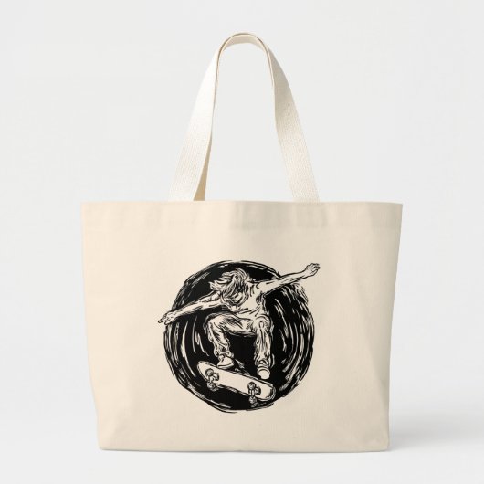 Legendärer Skater beim Skateboarden im Mittelluftb Jumbo Stoffbeutel (Vorne)