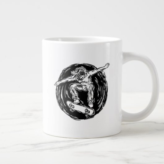 Legendärer Skater beim Skateboarden im Mittelluftb Jumbo-Tasse (Rechts)