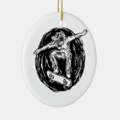 Legendärer Skater beim Skateboarden im Mittelluftb Keramik Ornament (Rechts)