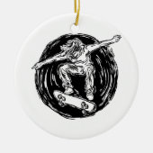 Legendärer Skater beim Skateboarden im Mittelluftb Keramik Ornament (Vorne)