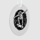 Legendärer Skater beim Skateboarden im Mittelluftb Ornament (Vorderseite)