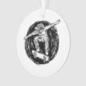 Legendärer Skater beim Skateboarden im Mittelluftb Ornament (Vorderseite)