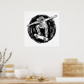 Legendärer Skater beim Skateboarden im Mittelluftb Poster (Küche)