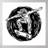 Legendärer Skater beim Skateboarden im Mittelluftb Poster (Vorne)