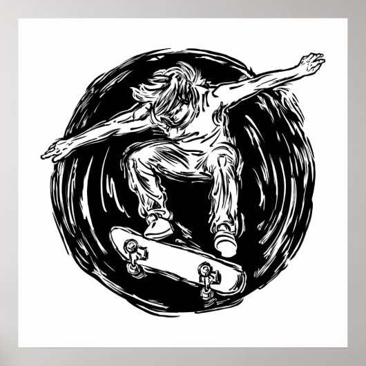 Legendärer Skater beim Skateboarden im Mittelluftb Poster (Vorne)