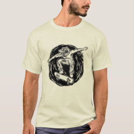 Legendärer Skater beim Skateboarden im Mittelluftb T-Shirt