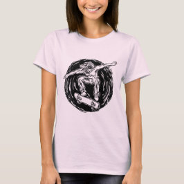 Legendärer Skater beim Skateboarden im Mittelluftb T-Shirt