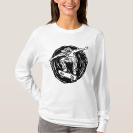 Legendärer Skater beim Skateboarden im Mittelluftb T-Shirt