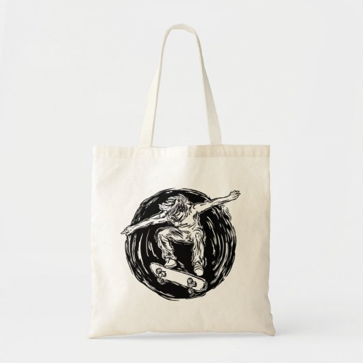 Legendärer Skater beim Skateboarden im Mittelluftb Tragetasche (Vorne)