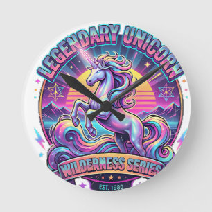 Legendäres Einhorn-Doppelkissen Runde Wanduhr