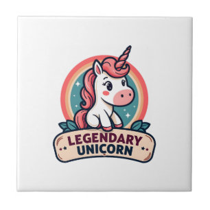 Legendäres Einhorn Vintage Retro Cartoon Vektor De Fliese