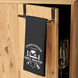 Legendäres Grillmeister-Schwarz-Weiß-Custom-BBQ Geschirrtuch