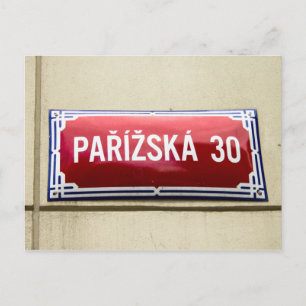 Legendäres Straßenschild von Prag Postkarte
