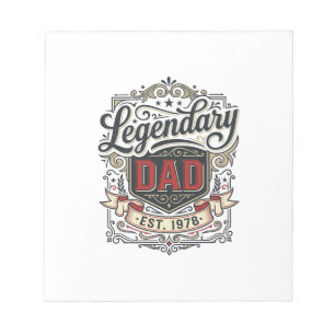 Legendäres Vintage-T-Shirt-Design mit Vater-Gravur Notizblock