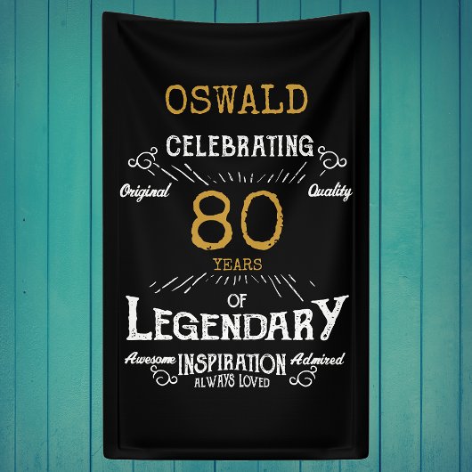 Legendary Black Gold Retro 80. Geburtstag Banner
