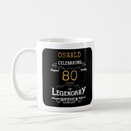Legendary Black Gold Retro 80. Geburtstag Kaffeetasse (Links)