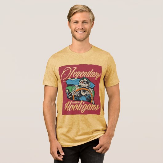 Legendary Hotrod Hooligans - Retro Tri-Blend Shirt (Vorderseite voll)