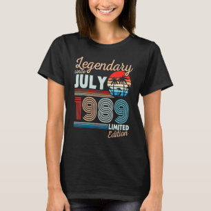 Legendary July 1989 Happy Birthday 33 Years Old Lt T-Shirt