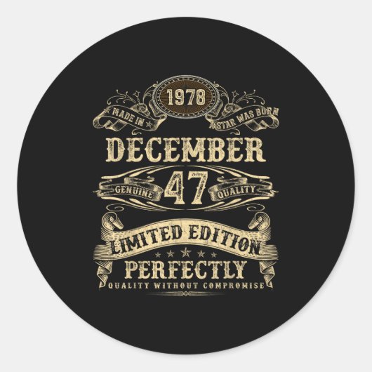 Legendary Man Born December 1978 47th Birthday Runder Aufkleber (Vorderseite)