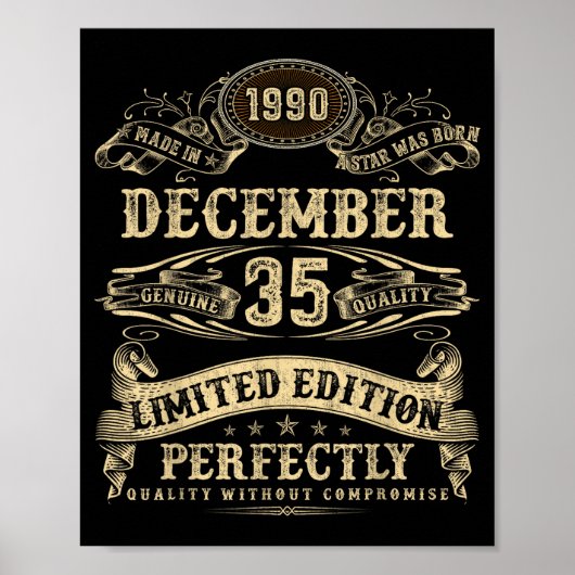 Legendary Man Born December 1990 35th Birthday  Poster (Vorne)