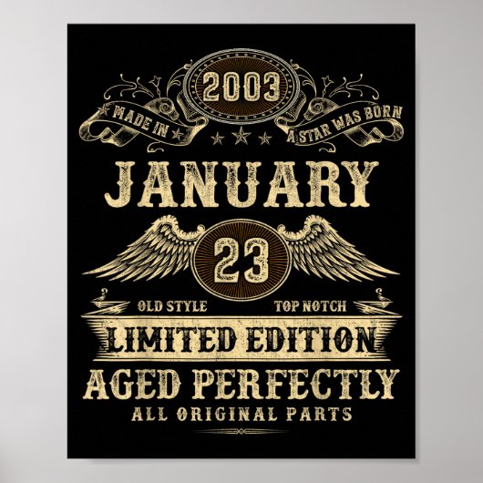 Legendary Man Born January 2003 23rd Birthday  Poster (Vorne)