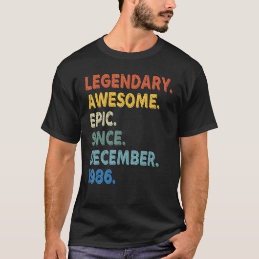 Legendary Phantastisch Epic Seit Dezember 1986 Bir T-Shirt (Vorderseite)
