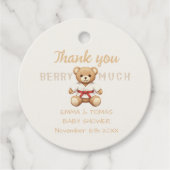 Legendary Red Belt Judo Bear – Baby Shower Geschenkanhänger (Vorderseite)