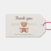 Legendary Red Belt Judo Bear – Baby Shower Geschenkanhänger (Vorderseite (Horizontal))